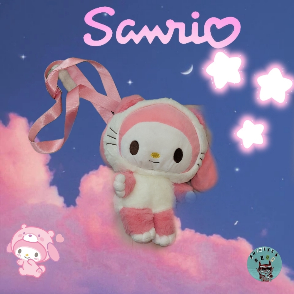 Sanrio Pink and White Character Plush with Ribbon